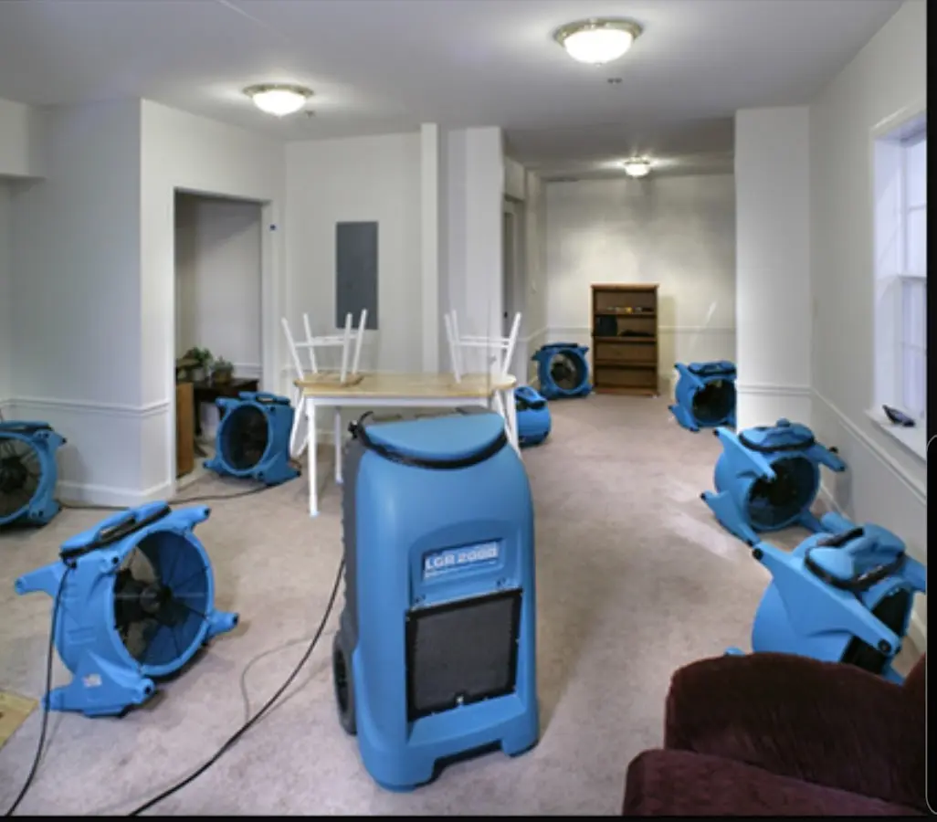 Air movers and dehumidifier setup for Water Extraction & Removal in Bryn Mawr-Skyway